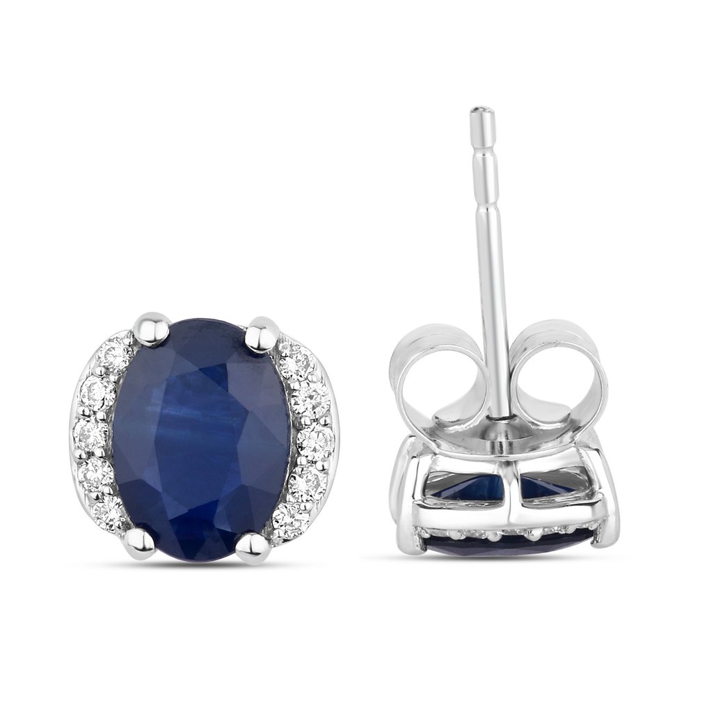 Drop fülbevaló - 14 kt. Fehér arany - 1.58ct. tw. Zafír - Gyémánt #4.3