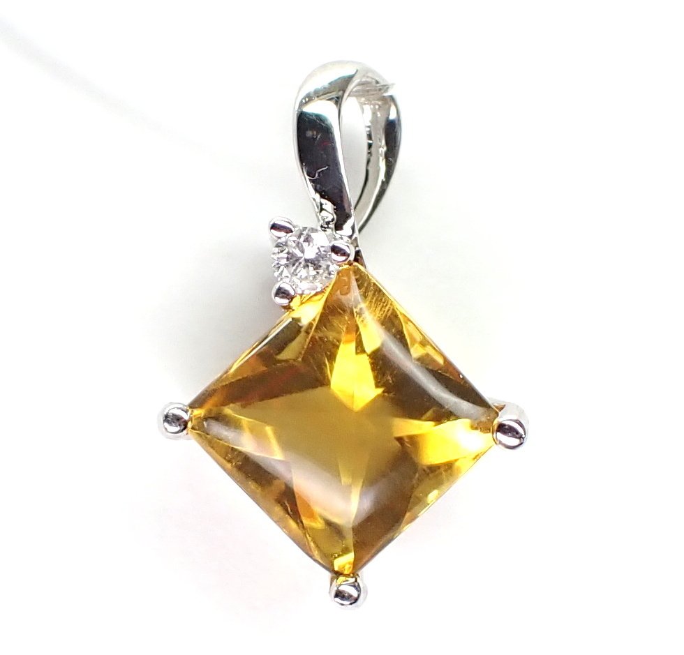 χωρίς τιμή ασφαλείας - Κρεμαστό κόσμημα - 18 καράτια Λευκός χρυσός - 1.02ct. tw. Κιτρίνης - Διαμάντι - Χωρίς ελάχιστη τιμή #1.0