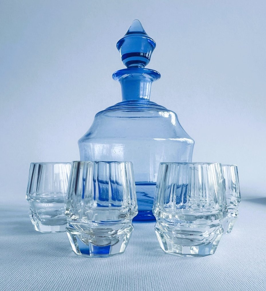 饮酒套装 (5) - Moser Karlovy Vary – “Aquamarine Set” – Modernist crystal decanter set - 玻璃 #1.0