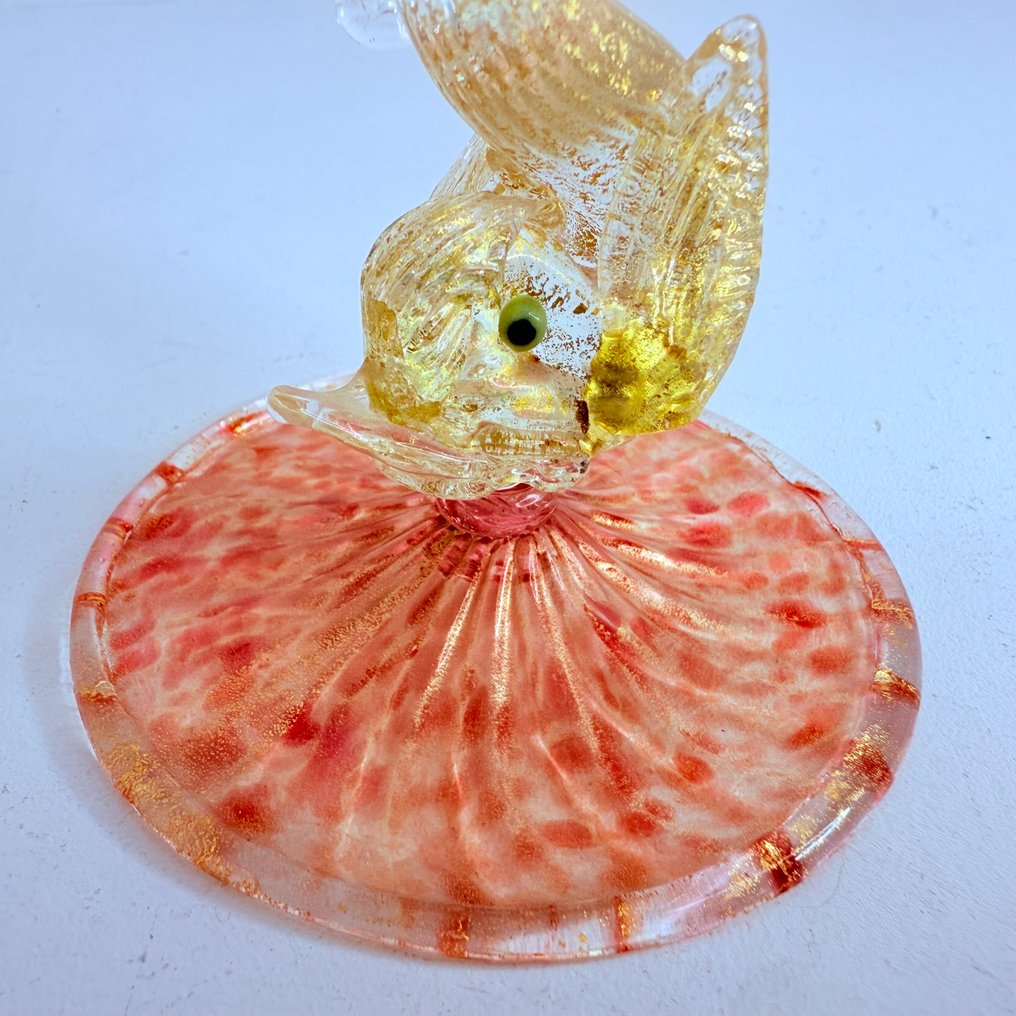 小烛烛台 海豚 (2) - 吹制玻璃 - 细金镶嵌 #4.3