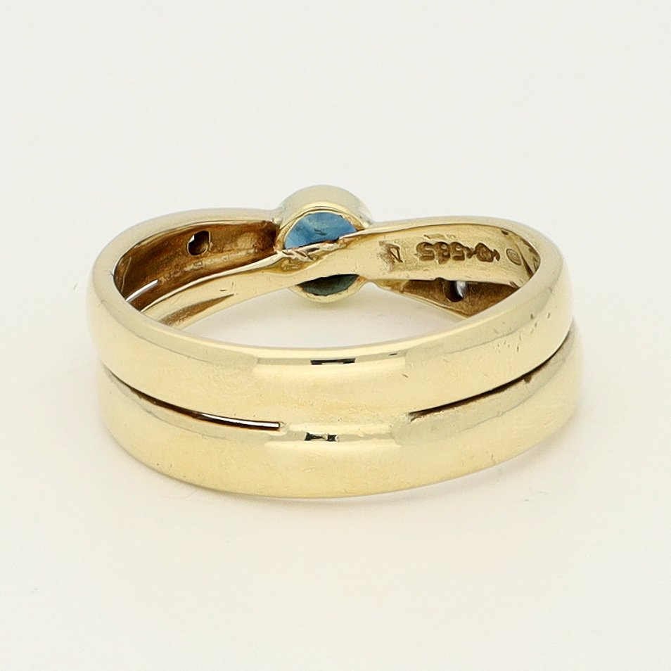 Bague - 14 carats Or jaune Saphir - Diamant #3.2