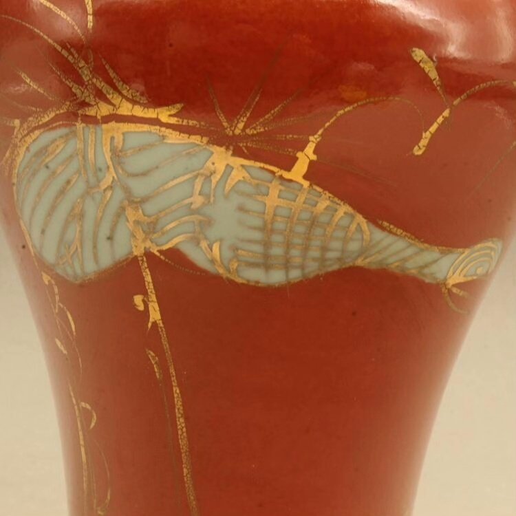 Lidded vase - Pottery - China - Crane Pattern Plum Vase  (No reserve price) #3.2