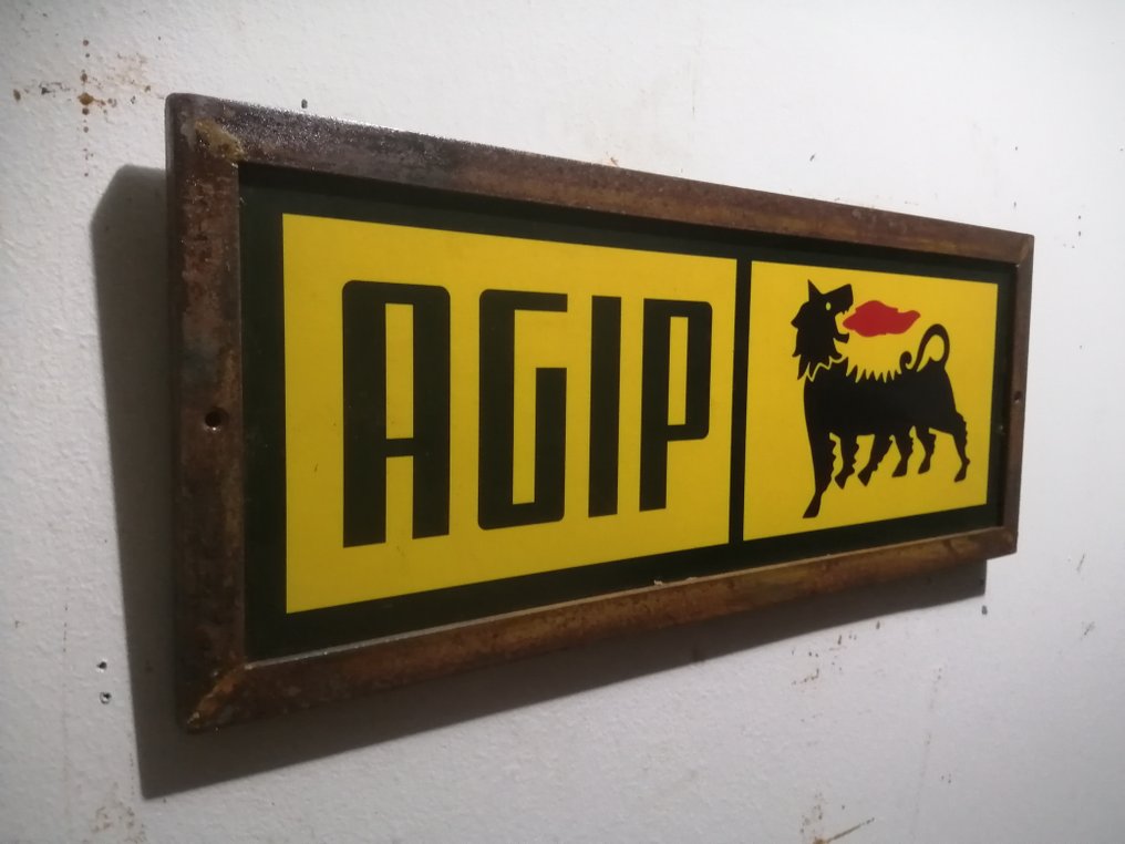 Agip - Agip-mainoskäyttö - Agip servizio - Kyltti - Agip 1975 - Metalli #2.1