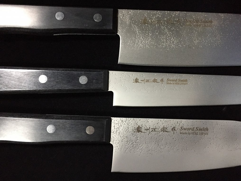 正宗 MASAMUNE / Set of 3 / 柳刃 YANAGIBA 菜切 NAKIRI 三得 SANTOKU - Μαχαίρι κουζίνας - Ιαπωνικό μαχαίρι κουζίνας - Χάλυβας - Ιαπωνία #4.3