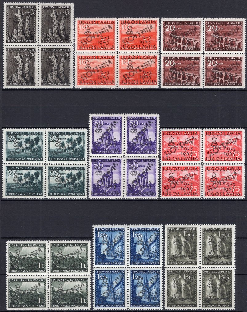 Γιουγκοσλαβία  - 1945 - Σλοβενία (Λουμπλιάνα, Λάιμπαχ) σε τετράστιχο - Νέοι (MNH) #1.0