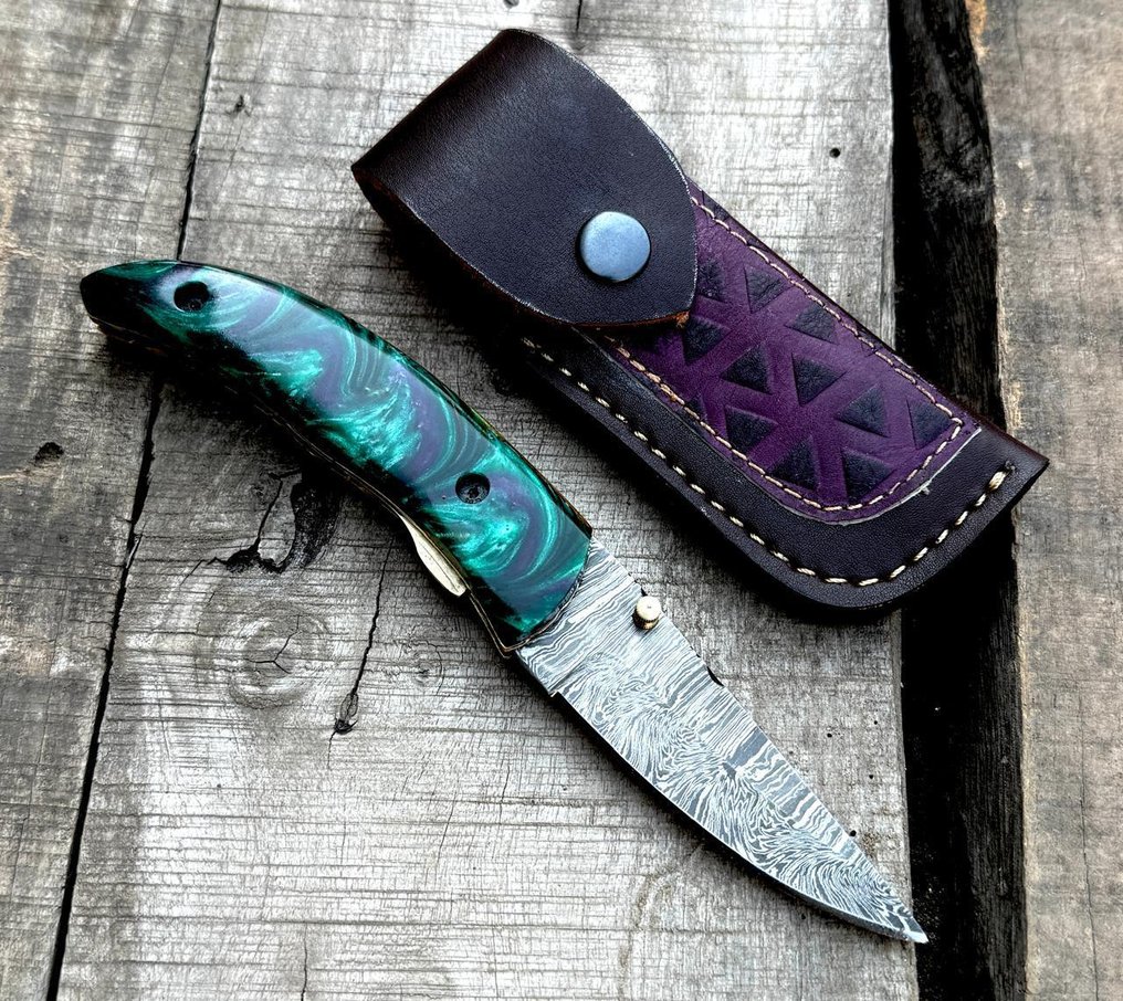 Μαχαίρι κουζίνας - Μαχαίρια κουζίνας - πτυσσόμενο μαχαίρι - Damascus Knife - χειροποίητο μαχαίρι - Liner lock, Risen, - ξύλο - Ασία #2.1