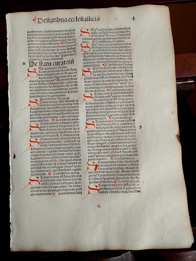 Jean Gerson Doctor Christianissimus - Sheet from Incunable "Opera" Strassburg Inkunabeln Incunable - 1488 #1.0