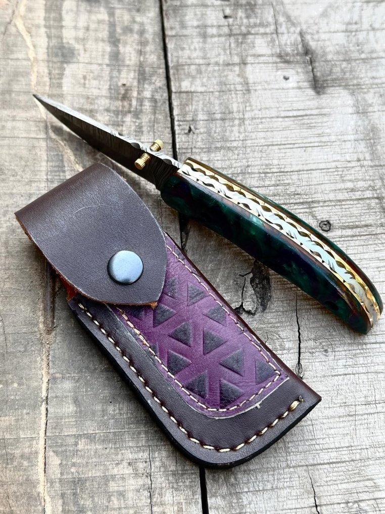 Μαχαίρι κουζίνας - Μαχαίρια κουζίνας - πτυσσόμενο μαχαίρι - Damascus Knife - χειροποίητο μαχαίρι - Liner lock, Risen, - ξύλο - Ασία #4.3