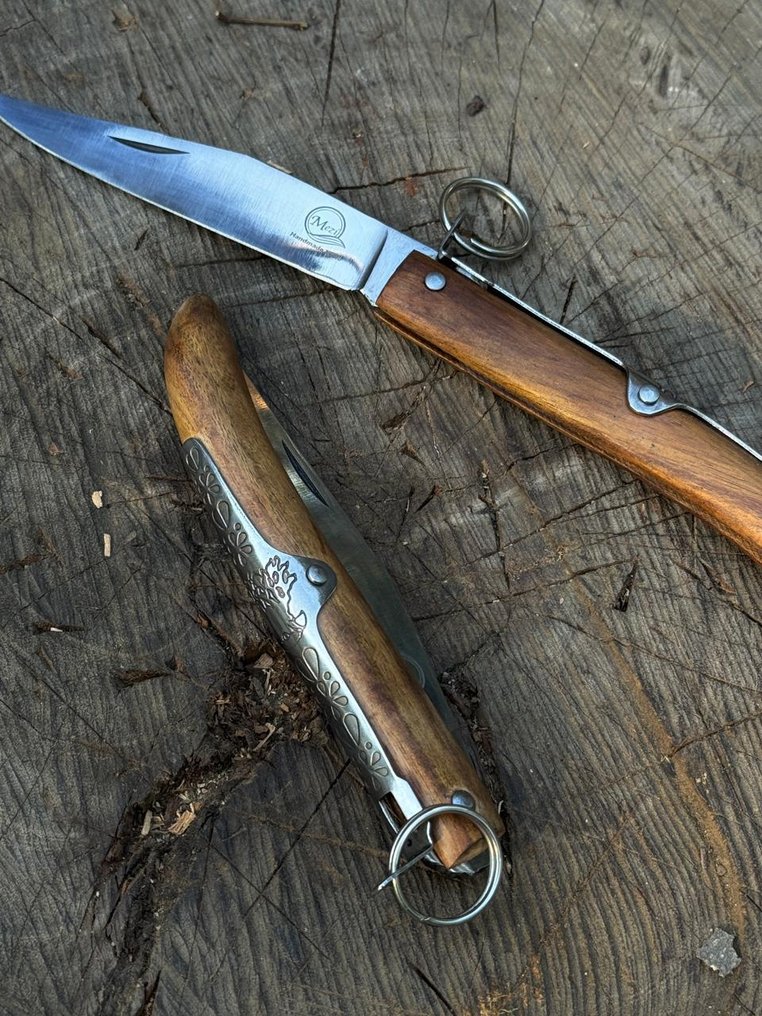 厨刀 -  厨房刀 - 餐桌刀 - 手工折叠刀 不锈钢 玫瑰木，雕刻 - 木头 - 亚洲 #3.2