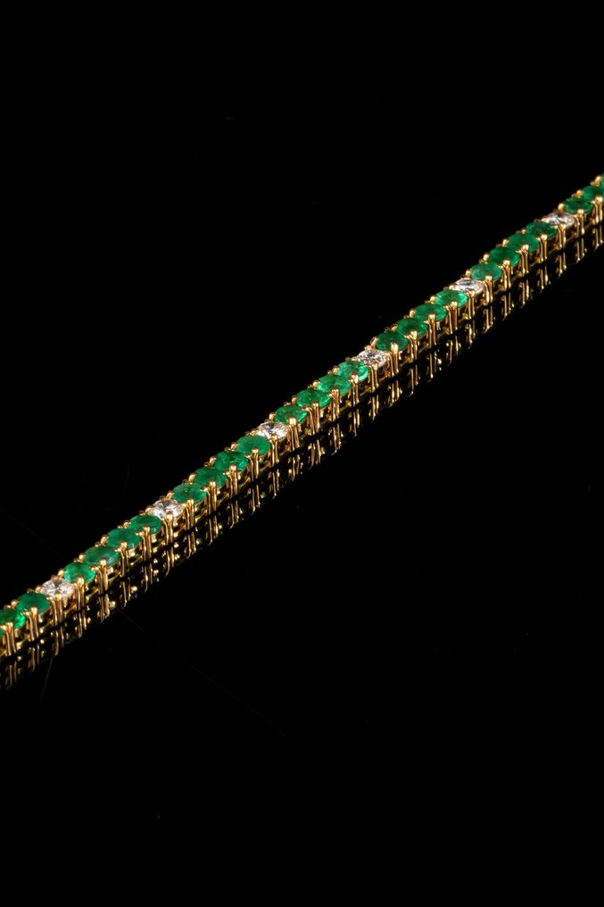 手镯 - 18K包金 黄金 -  8.61ct. tw. 祖母绿 - 钻石 #1.0