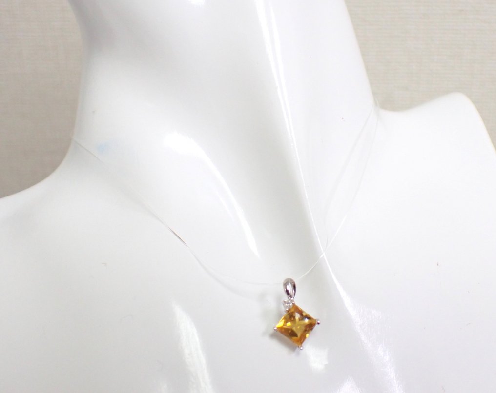 χωρίς τιμή ασφαλείας - Κρεμαστό κόσμημα - 18 καράτια Λευκός χρυσός - 1.02ct. tw. Κιτρίνης - Διαμάντι - Χωρίς ελάχιστη τιμή #4.3