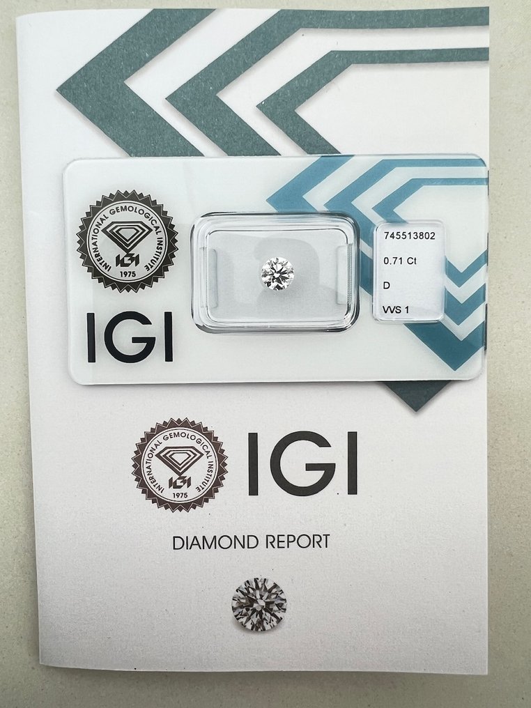 1 pcs 钻石  (天然)  - 0.70 ct - 圆形 - D (无色) - VVS1 极轻微内含一级 - 国际宝石研究院（IGI） #1.0