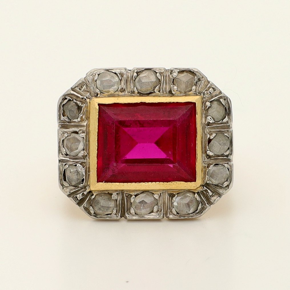Gyűrű - 18 kt. Sárga arany Rubin - Gyémánt #4.3