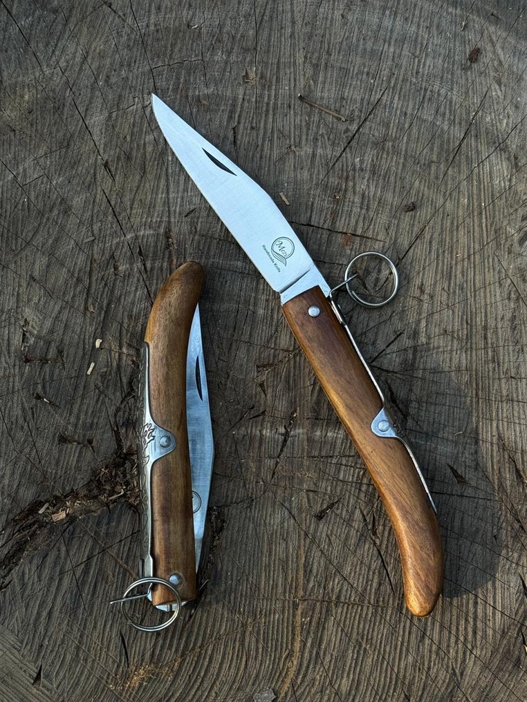 厨刀 -  厨房刀 - 餐桌刀 - 手工折叠刀 不锈钢 玫瑰木，雕刻 - 木头 - 亚洲 #1.0