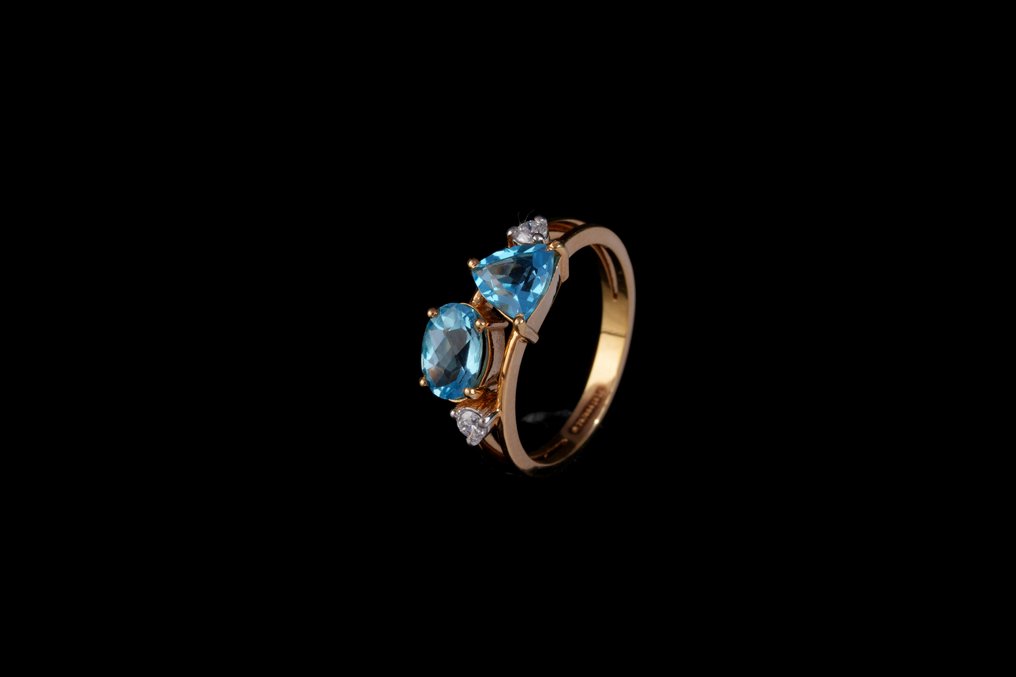 戒指 - 18K包金 黄金 -  1.34ct. tw. 黄宝石 - 钻石 #4.3