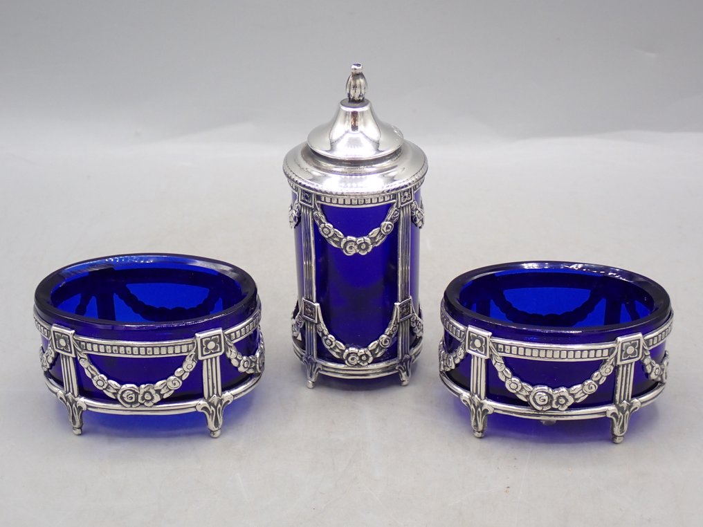 Pedro Duran - Salt cellar (3) - 两个盐罐和一个胡椒瓶 - .925 銀 #2.1