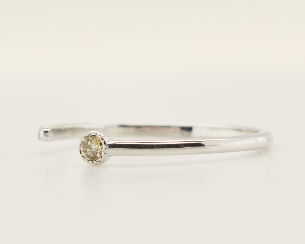 χωρίς τιμή ασφαλείας - Δαχτυλίδι - 14 καράτια Λευκός χρυσός -  0.09ct. tw. Διαμάντι (Φυσικού χρώματος) #4.3