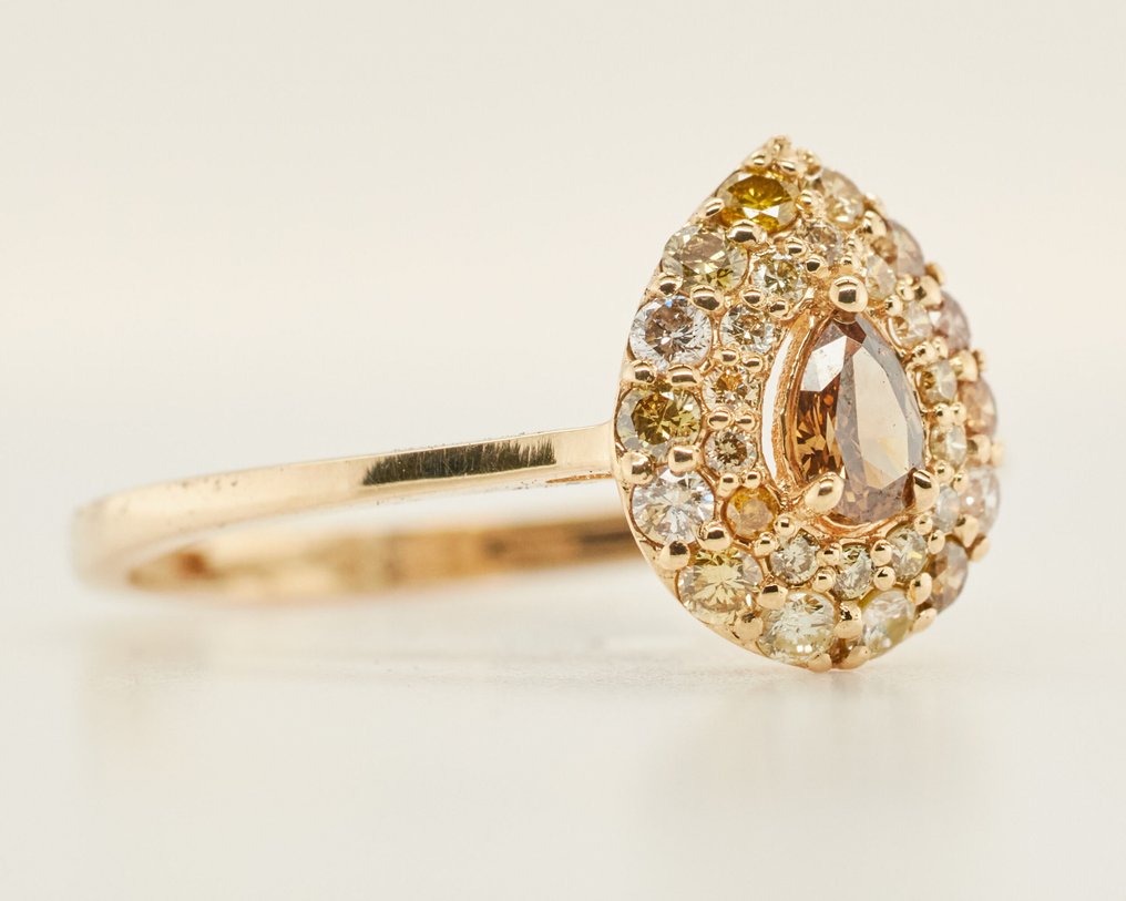 没有保留价 - 戒指 - 14K包金 黄金 -  0.57ct. tw. 钻石 (天然色彩的) #1.0