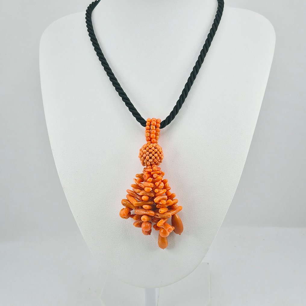 Corallo di sangue - Argento, Placcato oro - Ciondolo - CORALLO SCIACCA  #1.0