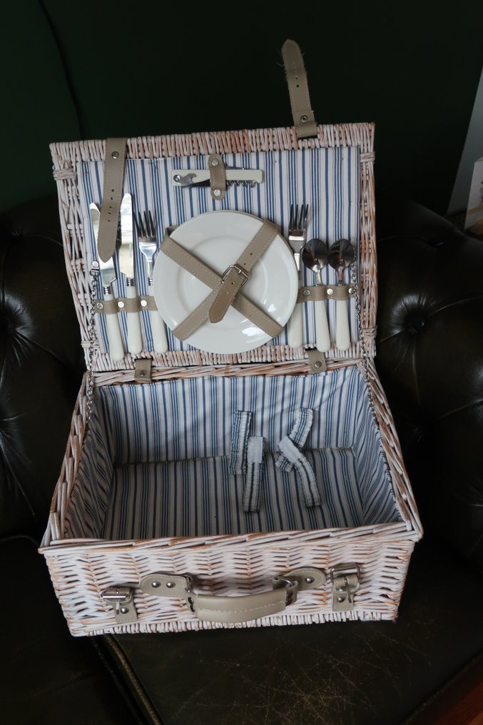 Kosz piknikowy - riet, metaal, porselein - Kosz piknikowy dla 2 osób #1.0