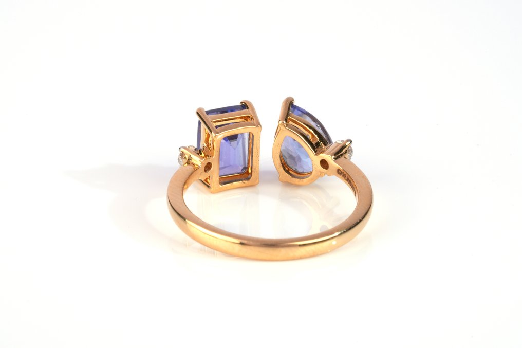 Δαχτυλίδι - 18 καράτια Κίτρινο χρυσό -  2.20ct. tw. Τανζανίτης - Διαμάντι #3.2