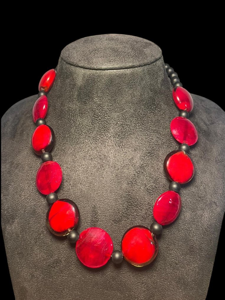 Murano 玻璃 - 项链 - 红色玻璃项链 #2.1