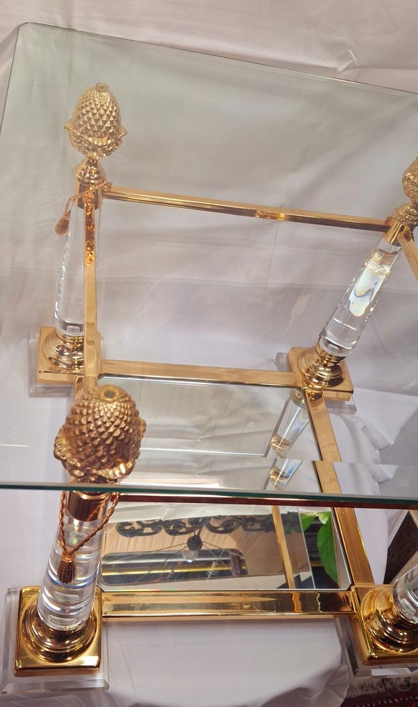 In style of Maison Charles - 咖啡桌 - 玻璃, 水晶, 黃銅, lucite #4.3