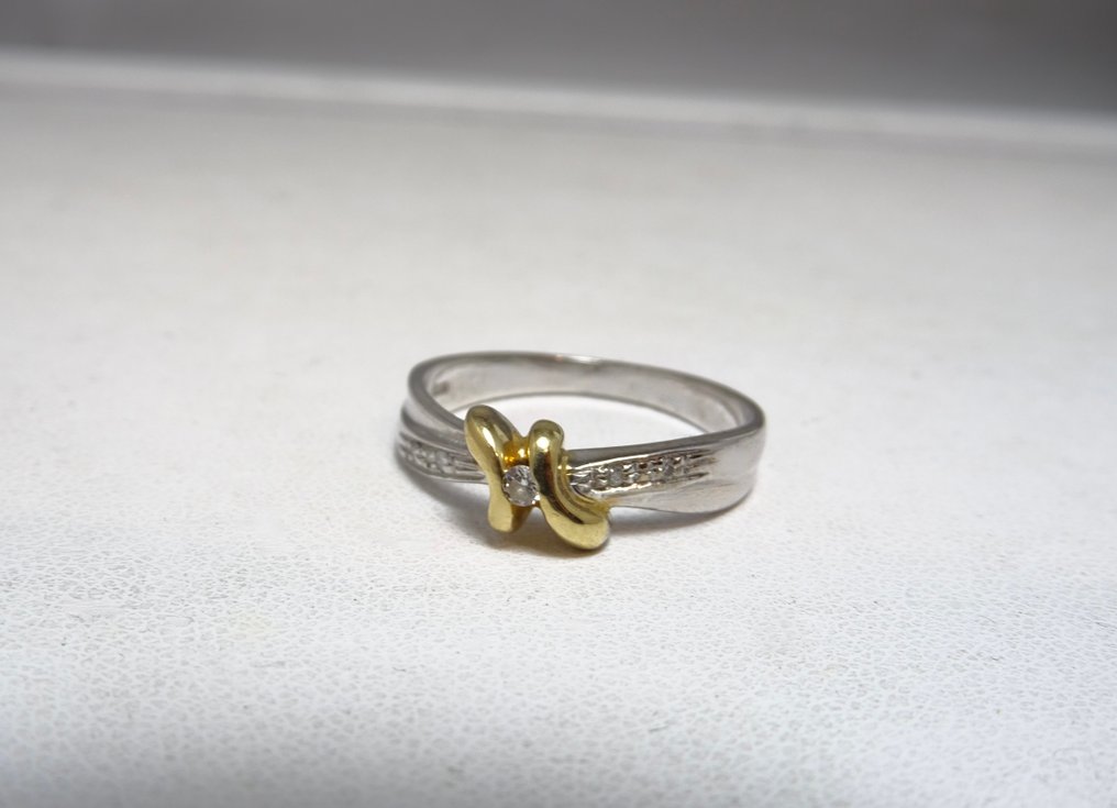 Anillo - 18 quilates Oro blanco, Oro amarillo Diamante (Natural) #1.0