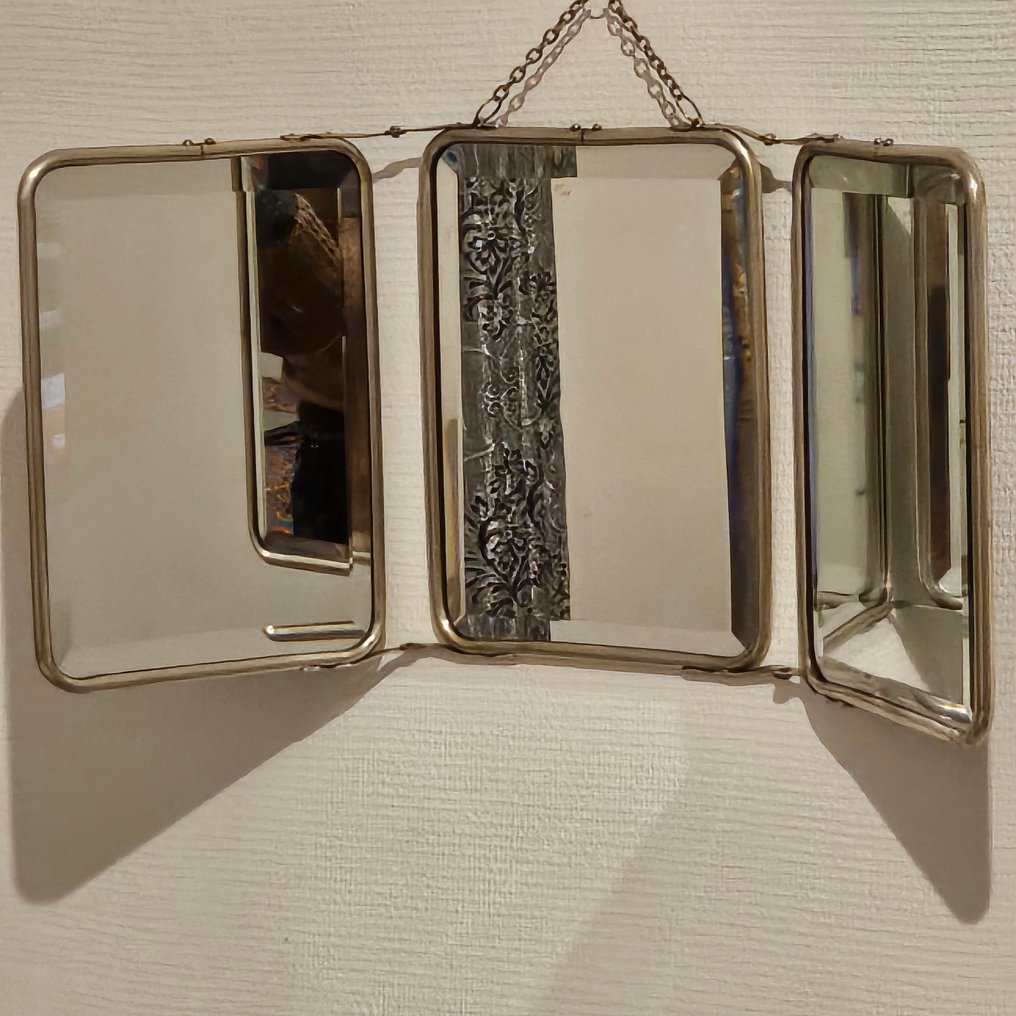 鏡  - 鋼 - 三联式理发师镜子，金属结构 #4.3