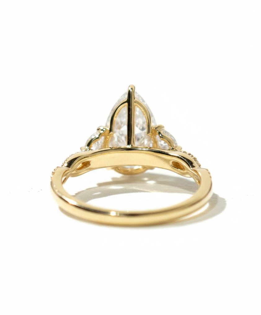 Sormus - 14 kt. Keltakulta - 3.45ct. tw. Timantti (Laboratoriossa kasvatettu) - Timantti #3.2