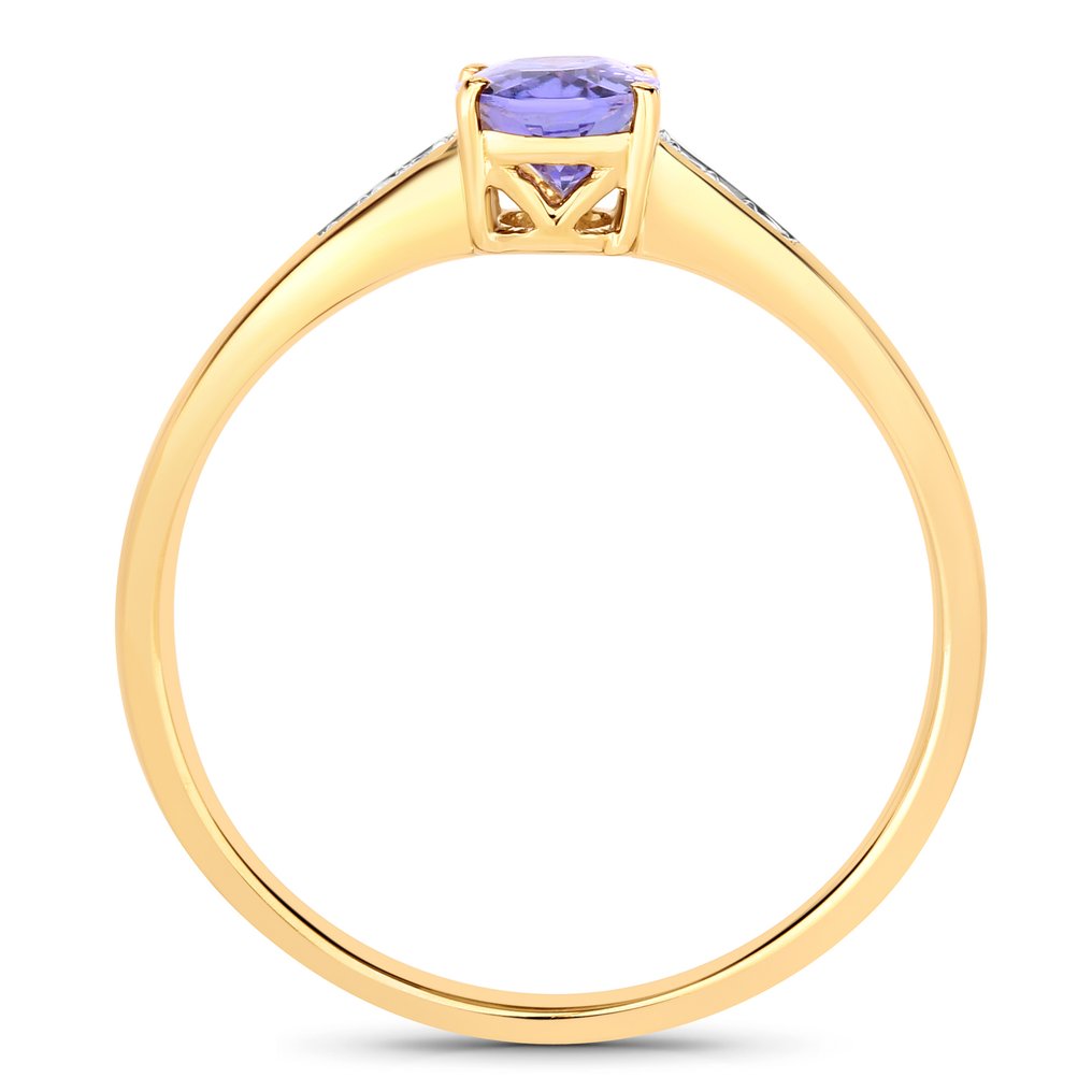 Δαχτυλίδι - 14 καράτια Κίτρινο χρυσό -  0.81ct. tw. Τανζανίτης - Διαμάντι #1.0