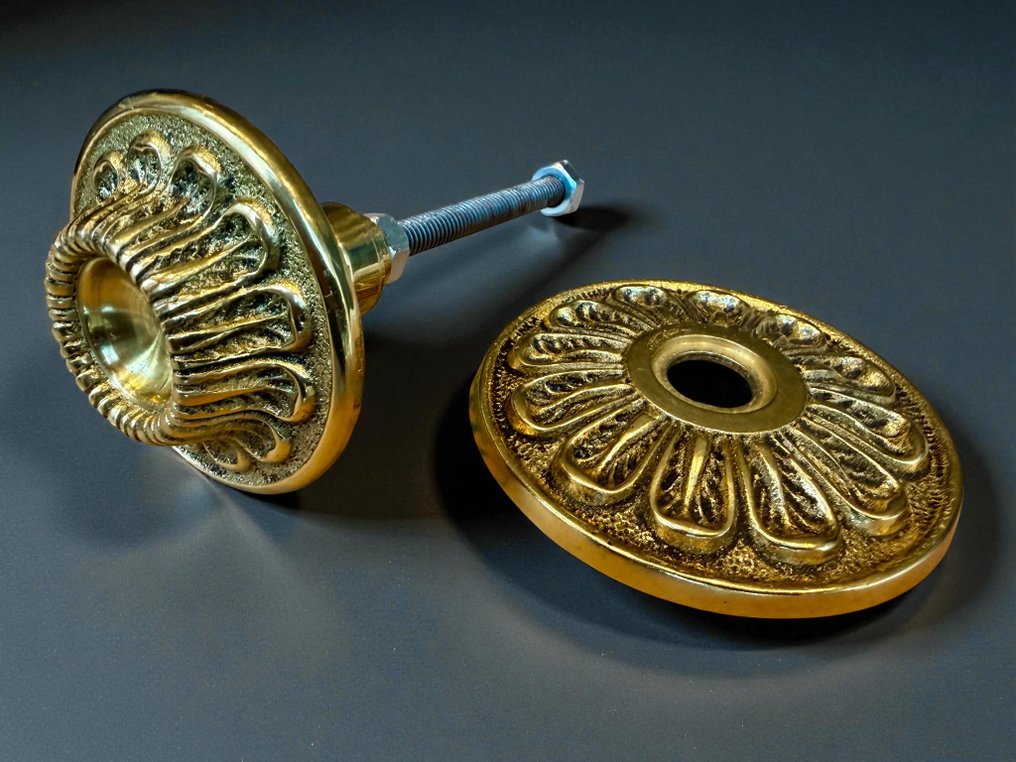  Door handle - 1920-1930 - Solid Brass Door Knob with Matching Rosette  #2.1