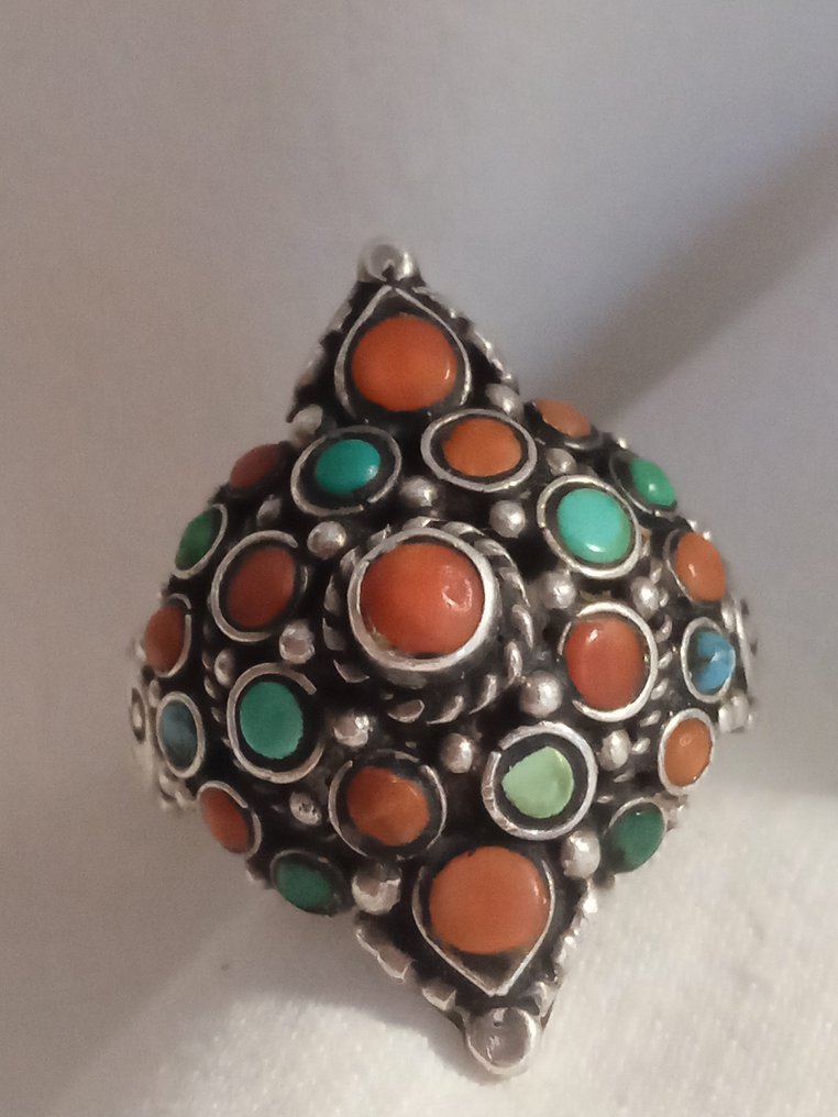 珊瑚 - 银 - 戒指 #2.1