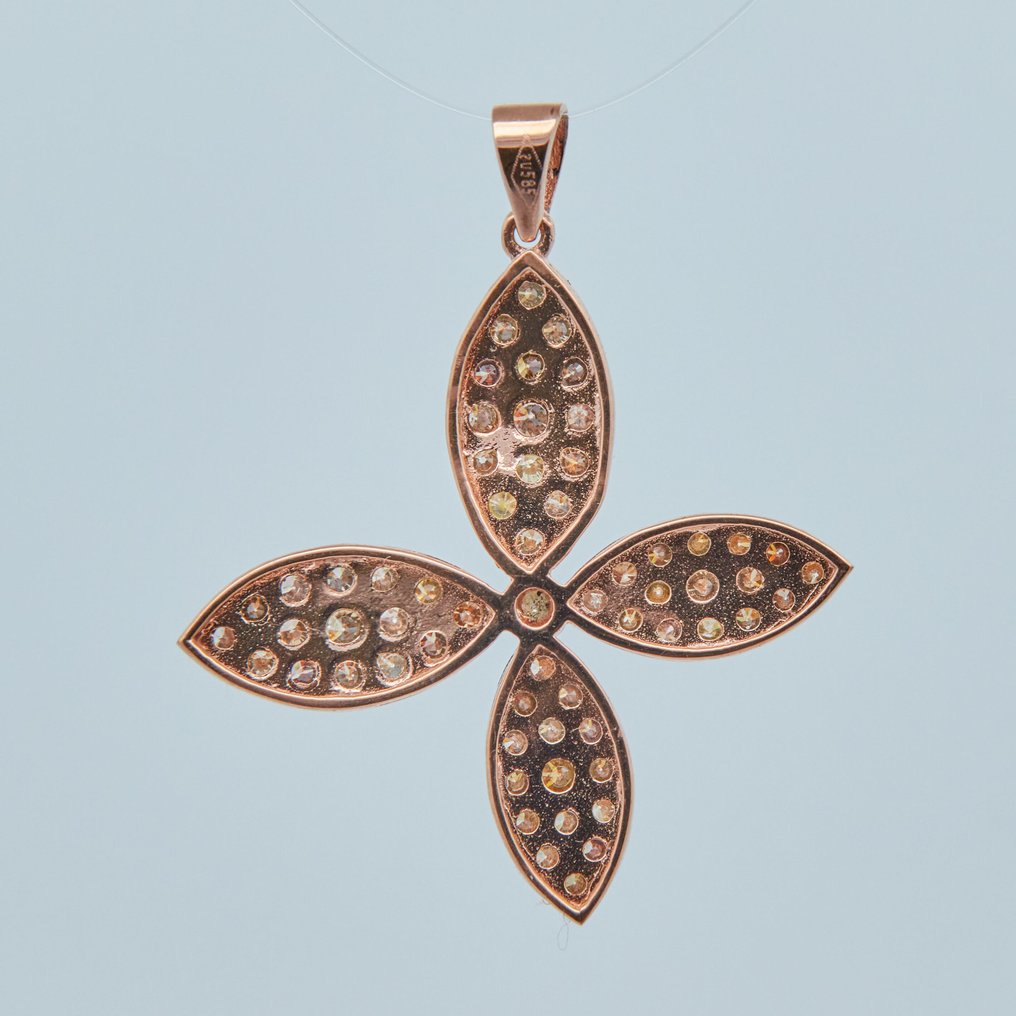 χωρίς τιμή ασφαλείας - Κρεμαστό κόσμημα - 14 καράτια Ροζ χρυσό -  0.79ct. tw. Διαμάντι (Επεξεργασμένου χρώματος) #3.2