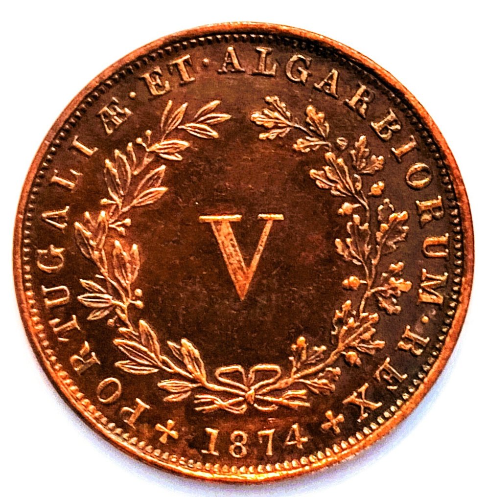 Portugal. D. Luís I (1861-1889). V Reis - 1874 + 1875  - Cobre  (No Reserve Price) #1.0