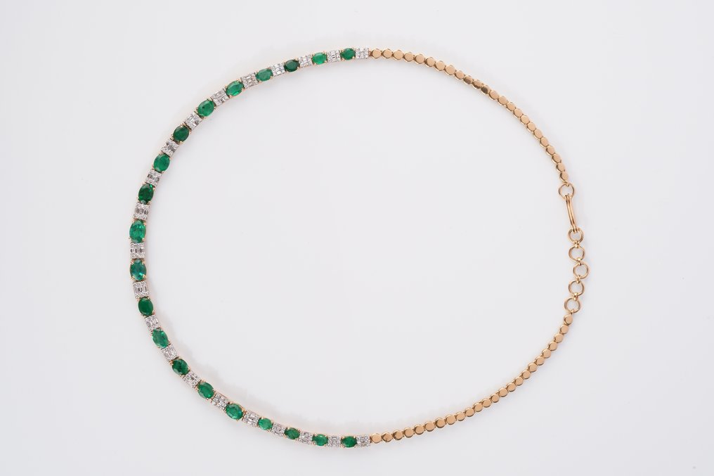 项链 - 18K包金 黄金 - 12.93ct. tw. 祖母绿 - 钻石 #2.1