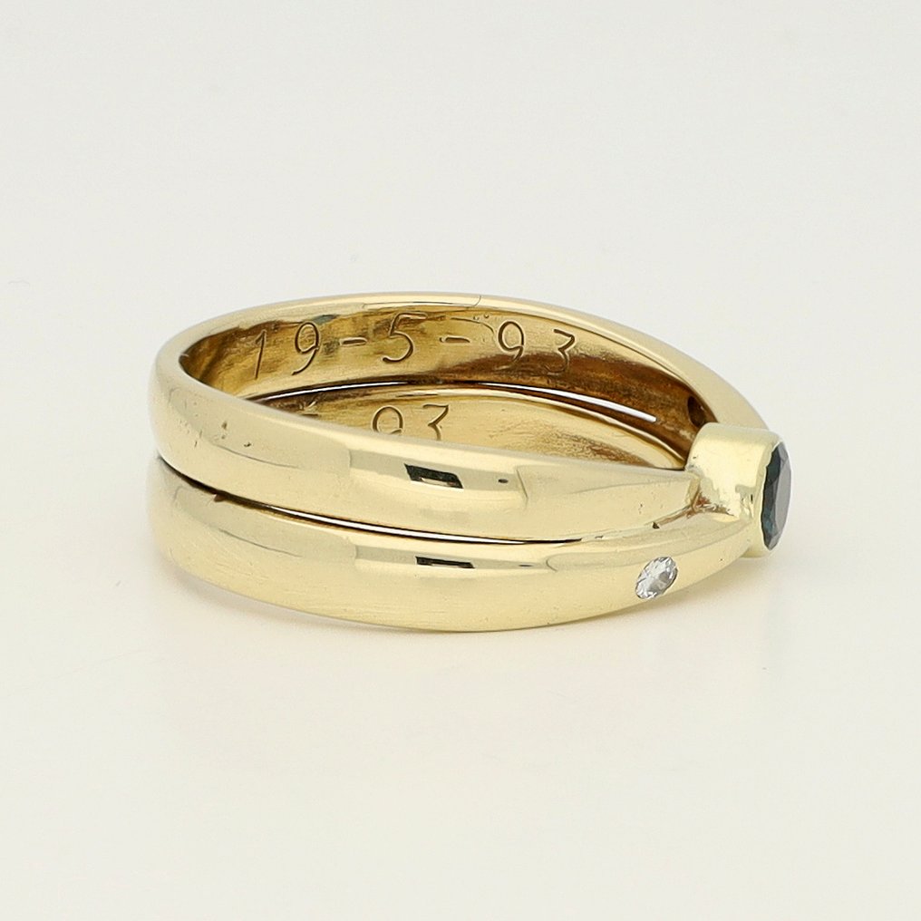 Bague - 14 carats Or jaune Saphir - Diamant #4.3