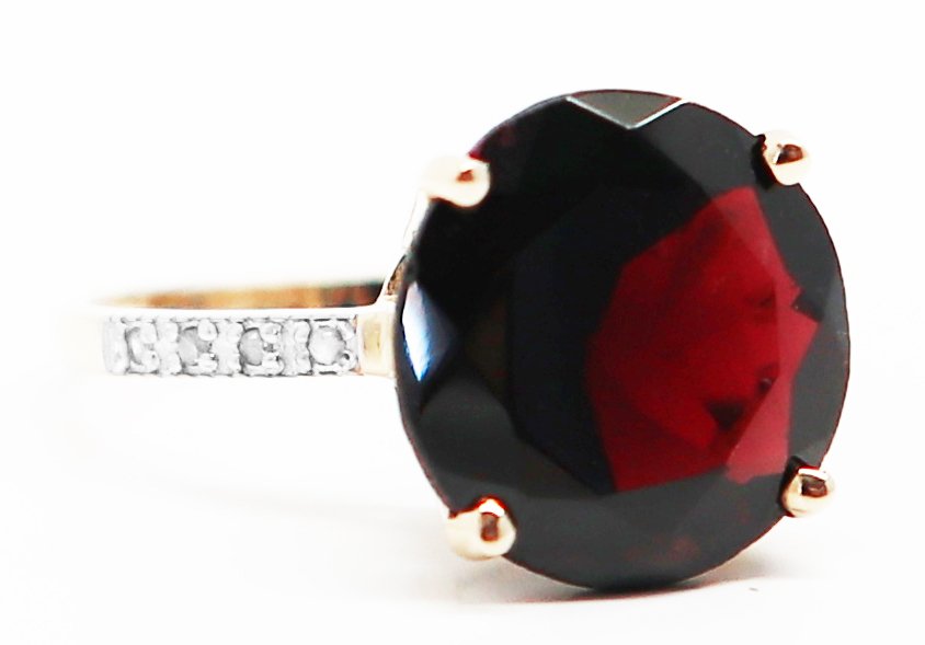 χωρίς τιμή ασφαλείας - Δαχτυλίδι - 14 καράτια Κίτρινο χρυσό Γρανάτης - Διαμάντι #2.1