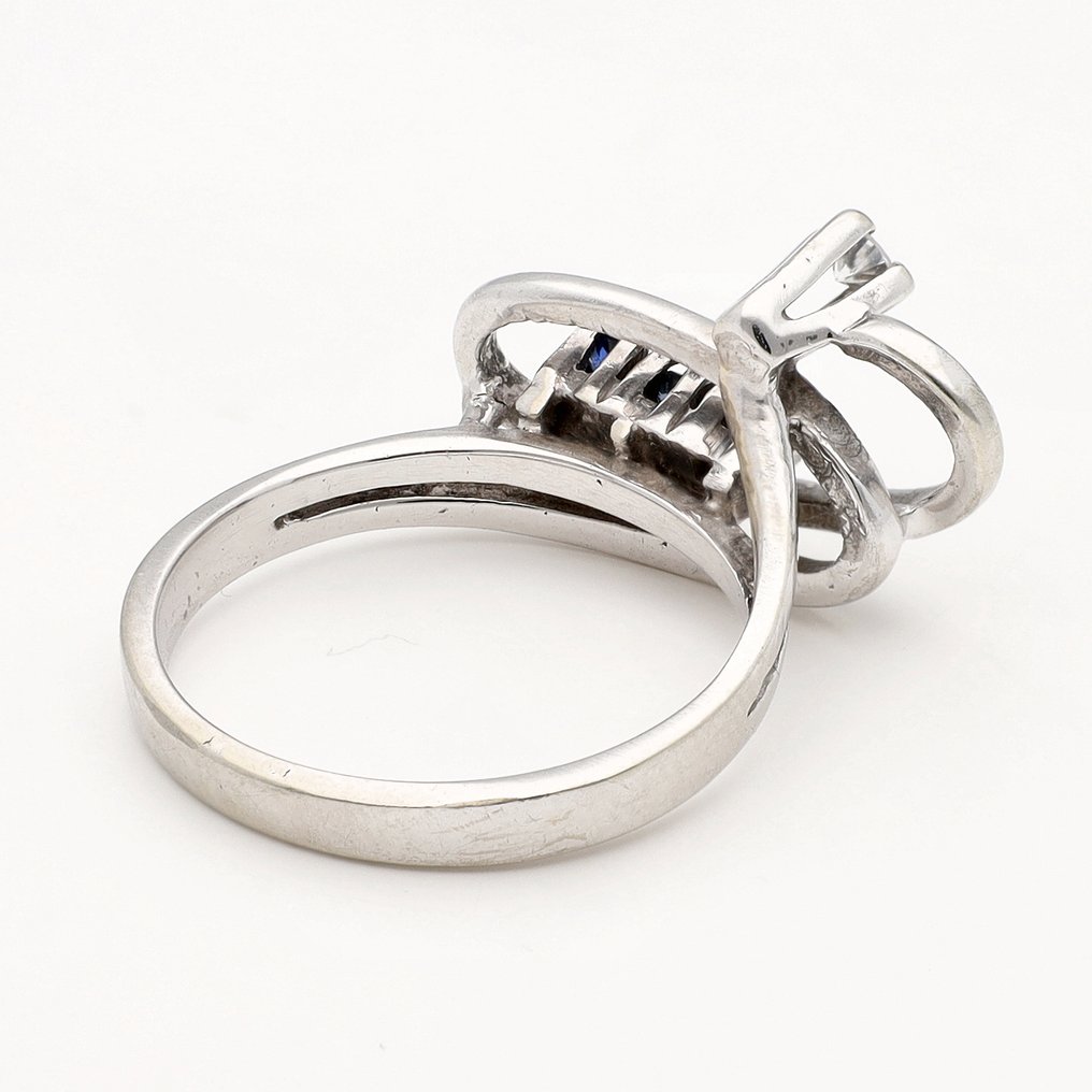 Ring - 18 karaat Witgoud Diamant (Natuurlijk)  - Saffier #4.3