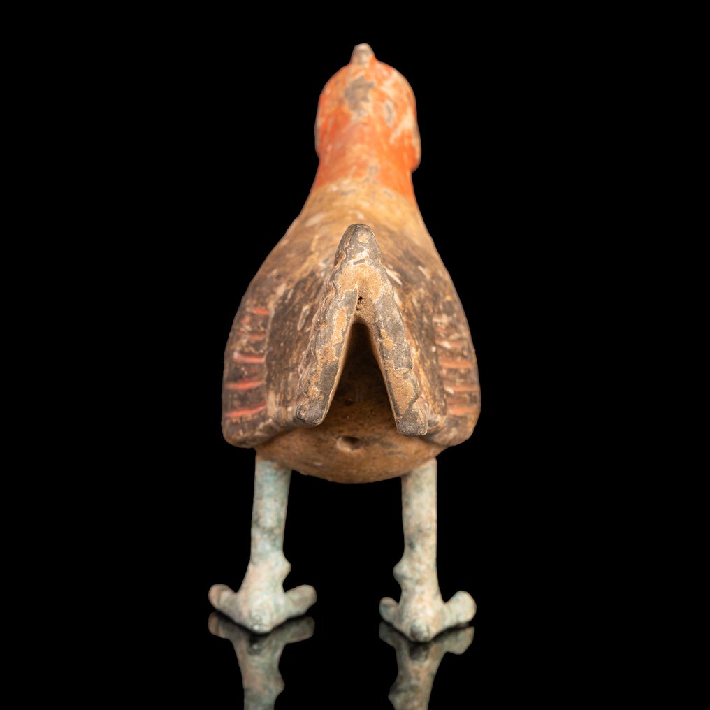Altchinesisch- Han-Dynastie Tonvogel auf Bronze-Beinen – Anmutige Mingqi-Figur  (Ohne mindestpreis) #3.2