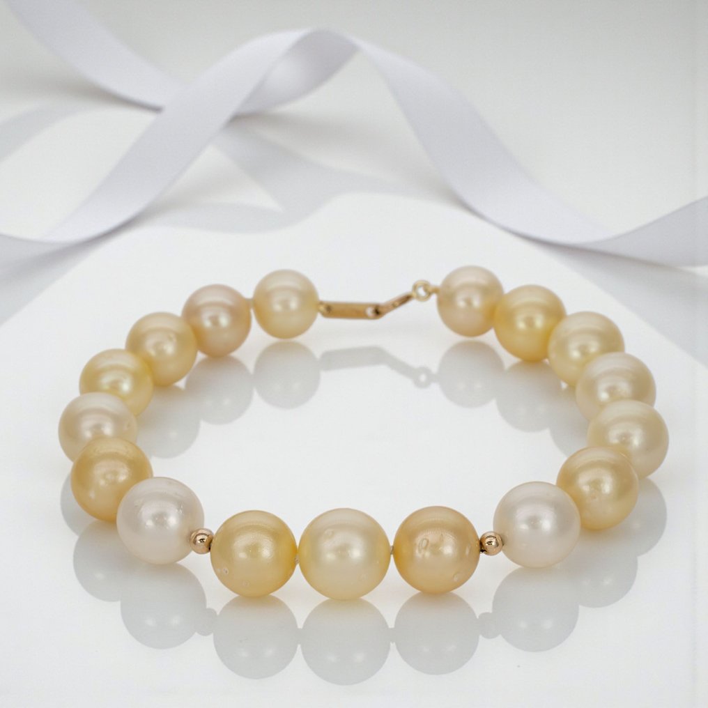 χωρίς τιμή ασφαλείας - Βραχιόλι - 14 καράτια Κίτρινο χρυσό Μαργαριτάρι #3.2