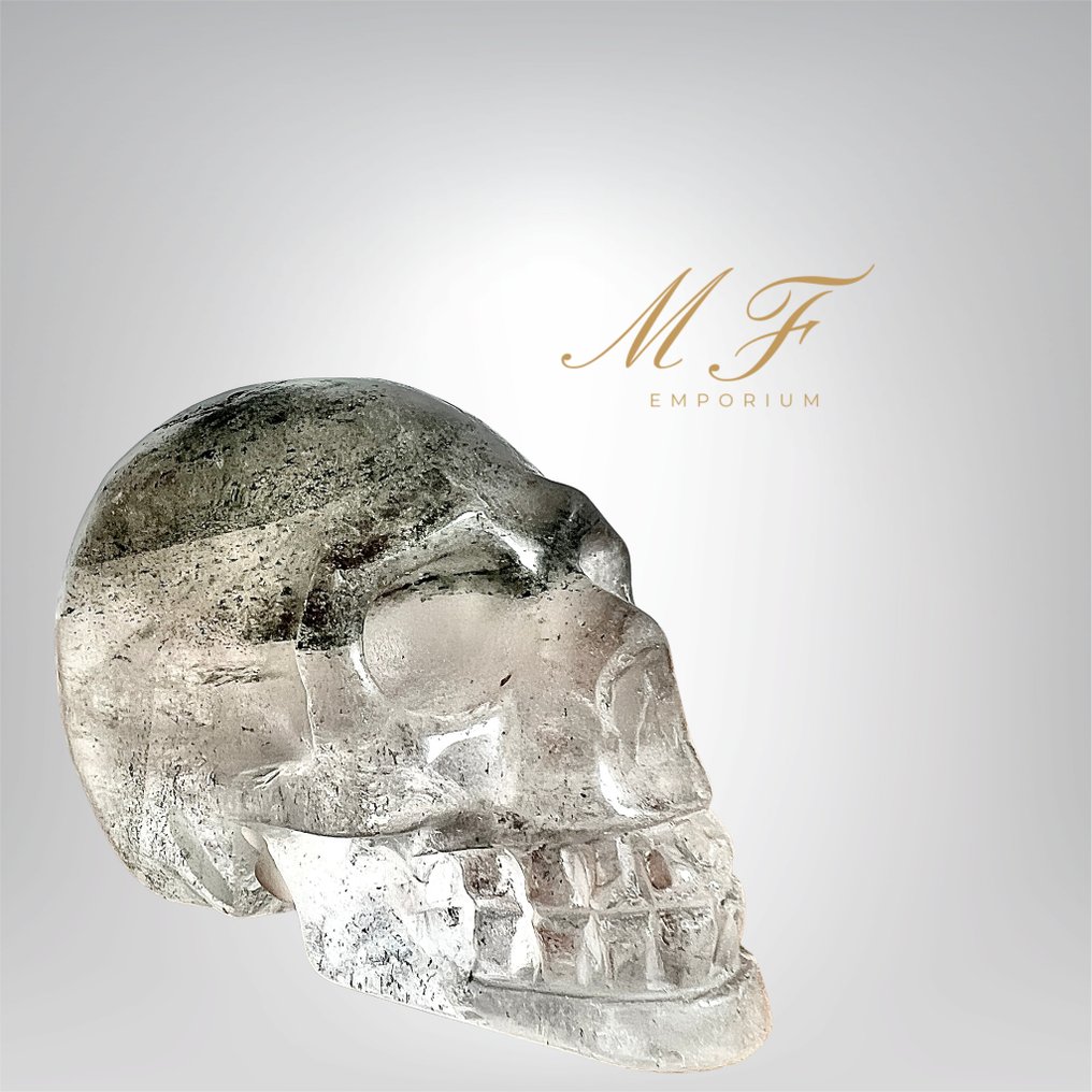 Magnificent skull in Quartz garden Carving - Height: 60 mm - Width: 90 mm- 440 g - (1) #1.0