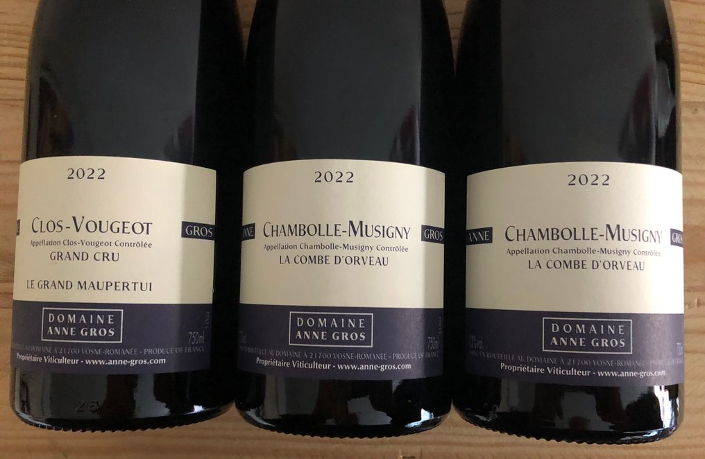 2022 Domaine Anne Gros; Clos-Vougeot GC Le Grand Maupertui & Chambolle-Musigny La Combe d'Orveau x 2 - 勃艮第 - 3 Bottles (0.75L) #2.1