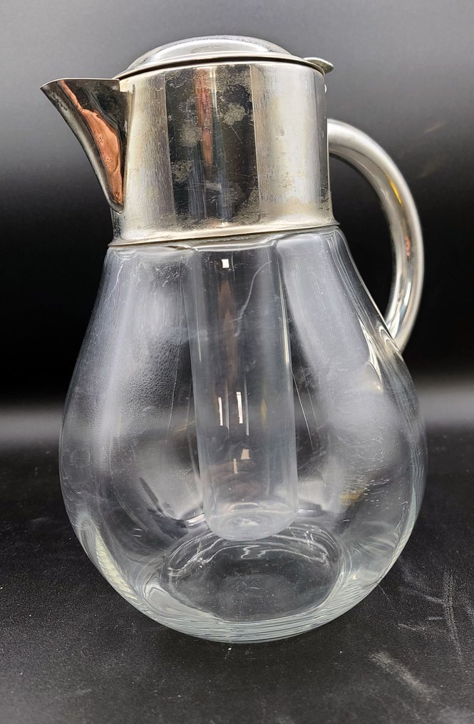 Μπουκάλι - Γυαλί και Ασημένιο Μέταλλο - κανάτα ψύξης #2.1