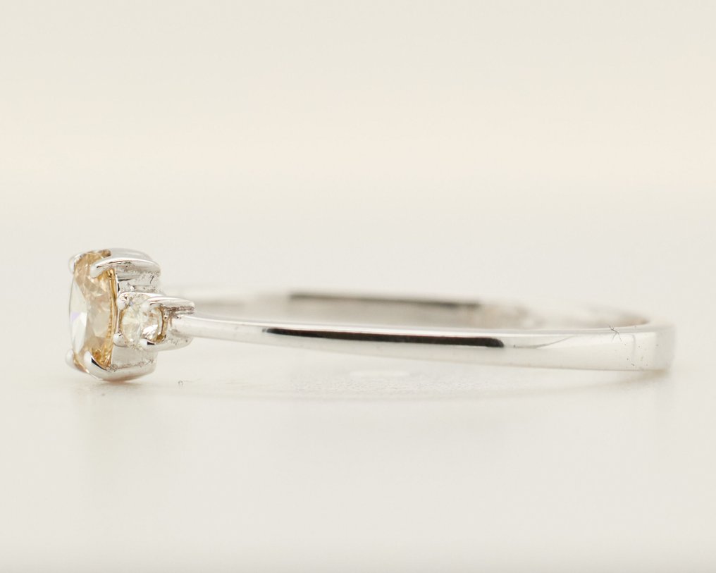 没有保留价 - 戒指 - 14K包金 白金 - 0.21ct. tw. 钻石 (天然色彩的) #4.3