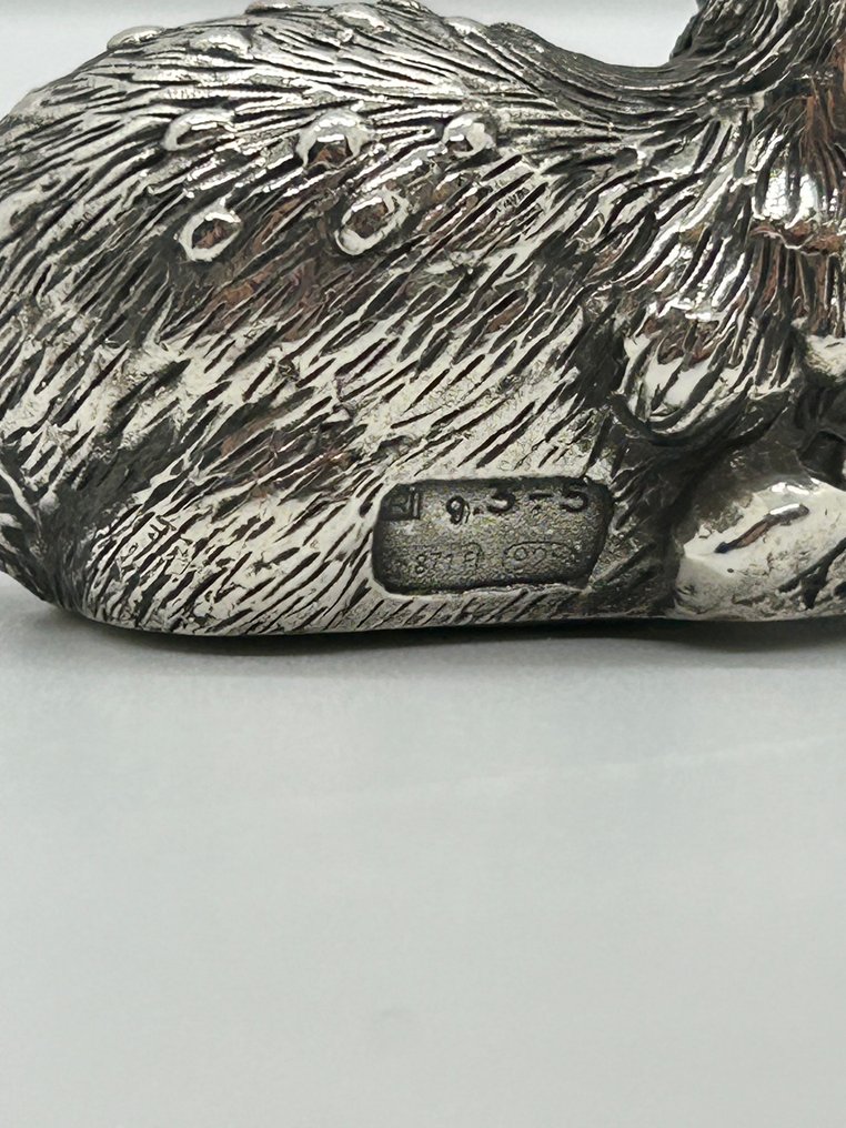 Fratelli Magrino- NO RESERVE PRICE - Rzeźba, Cerbiatto accucciato - 4.5 cm - Laminato argento #4.3