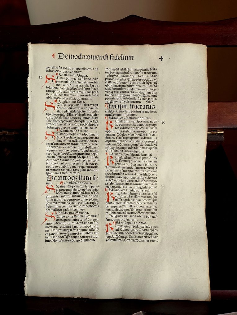 Jean Gerson Doctor Christianissimus - Sheet from Incunable "Opera" Strassburg Inkunabeln Incunable - 1488 #1.0
