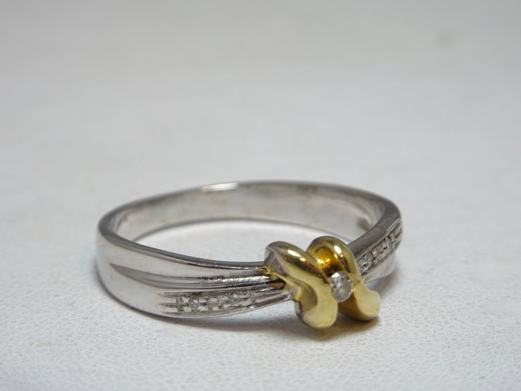Anillo - 18 quilates Oro blanco, Oro amarillo Diamante (Natural) #1.0