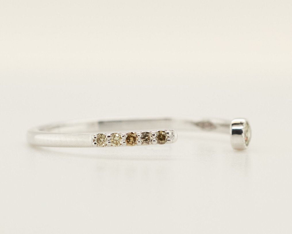 χωρίς τιμή ασφαλείας - Δαχτυλίδι - 14 καράτια Λευκός χρυσός -  0.09ct. tw. Διαμάντι (Φυσικού χρώματος) #1.0