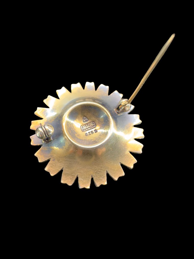 Anton Michelsen - Umplut cu aur, Argint - Broșă - Pin-Broșă Ø 37 mm #3.2